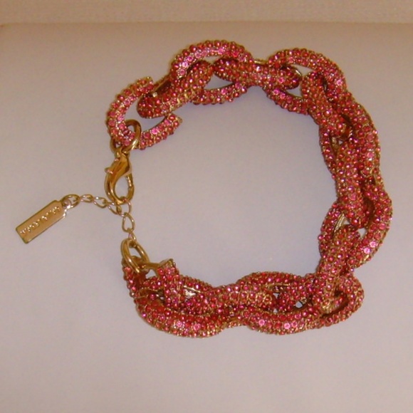BaubleBar Pink Rhinestone Link Chain Bracelet NEW - Picture 2 of 15